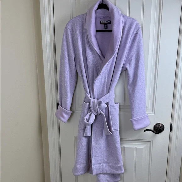 Kirkland Signature Robe Lilac Purple Fleece Lined Housecoat Pajamas Women's Sz M - Picture 7 of 14
